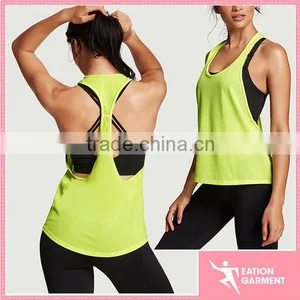 Neon Yellow Yoga Top Women Scoop Neck Tank Tops thumbnail-1
