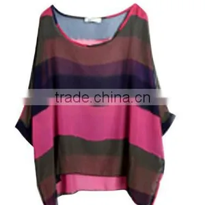 2015 New Ladies Tops Women Stripe Flower Floral Plus Size Blouse thumbnail-1