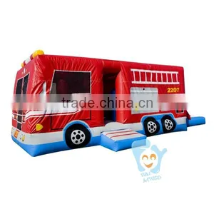Cheap New Giant 0.55mm Pvc Tarpaulin Fire Truck Inflatable Bounce House thumbnail-3