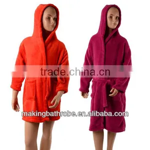 High Quality Short Sleeves Coral Fleece Bathrobe for Kids thumbnail-1