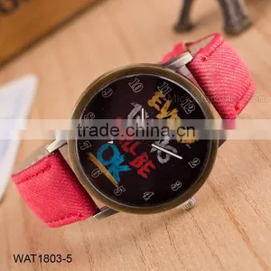 New Handmade Dial Denim Canvas Strap Wrist Watch thumbnail-6