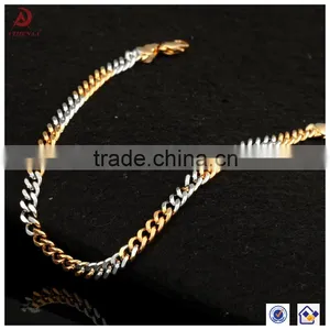 ATHENAA Two Tone Gold Plated Figaro Copper Bike Chain Bracelets thumbnail-3