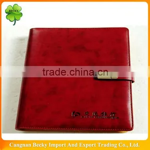 Bank/hotel Promotional Red Imitation Leather Lock Diary/planner With 6-ring Binder thumbnail-1