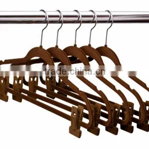 HEAD Thin Non-Slip Velour Hangers Flocking Brown Racked Hanger With Hooks thumbnail-1