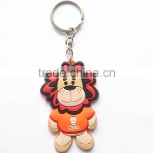 Cute Funny Lion Shaped PVC Key Chain Metal High-quality Rubber Promotional Keychain Manufacture thumbnail-1