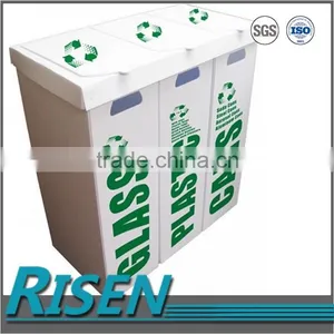 Floor Standing Printed Plastic Corrugated Board Dustbin thumbnail-3