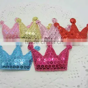 Custom Ultrasonic Embossed Crown Applique /sequin Patches for Kids thumbnail-1