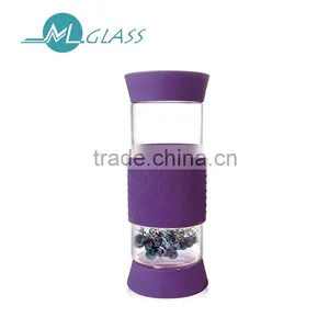 Patented Design 350ml Borosilicate Glass Cup With Honeycomb Strainer w Silicon Lid and Sleeve JA447 thumbnail-1