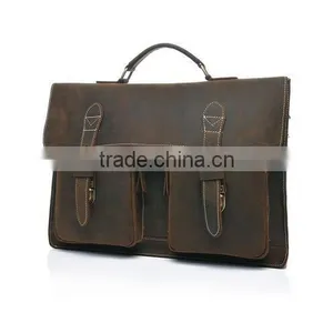Crazy Horse Genuine Leather Men Messenger Bags Leather Vintage Briefcases Mens Men Genuine Leather Briefcase thumbnail-2