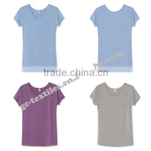 Girl's Slim Style V-neck Short Sleeve T-shirts thumbnail-2