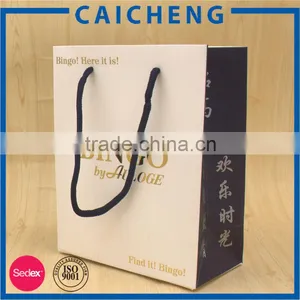White Rope Handle Wine Paper Bag With Foil Logo thumbnail-3