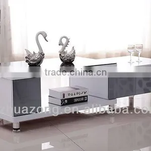 White Gloss MDF TV Stand With Tempered Glass thumbnail-1