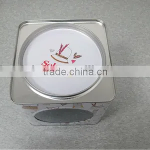 Square Shape With Round Lid on the Top Christmas Cookie Tin Box thumbnail-1