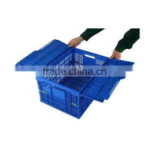 Plastic Turnover Storage Folding Box With Hinged Lid thumbnail-6