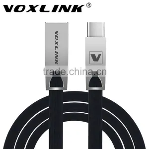 Voxlink 2017 New Zinc Alloy Flat Fast Charging Data Sync Usb Type c Cable for IPhone 6 6s Plus 5s 5 IPad Mini/Samsung/HTC thumbnail-1