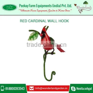 Creative and Antique Design Wall Hook With Red Cardinal Mounted on Top thumbnail-2