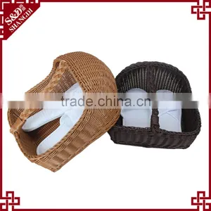 Factory Supply High Quality 100% Handmade Rattan Shoes Basket for Home and Hotel thumbnail-5