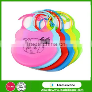 FDA Food Garde Washable Soft Silicone Baby Bibs With Crumb Catcher thumbnail-1