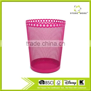 Punched Metal Mesh Trash Can Wastebasket of Home and Office Waste Bins Storage and Organization thumbnail-1