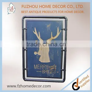 Top Selling Classical Wooden Wall Carved Sign With Metal Waterpipe Frame Decoration for Home thumbnail-1