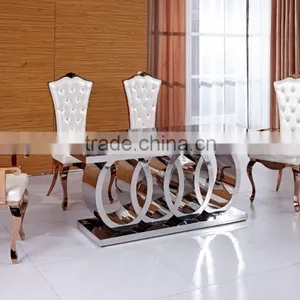 Modern Big Size Stainless Steel Frame Dinning Table With 8 Chairs thumbnail-1