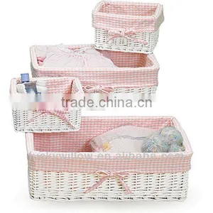 White Christmas Gingham Liner Wicker Empty Gift Basket thumbnail-1