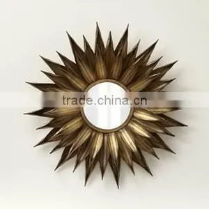 Brass Antique Sun Design Wall Fancy Mirror thumbnail-1