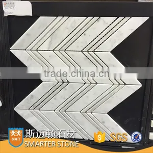 Carrara White Marble Chevron White Mosaic Tile for Flooring thumbnail-1