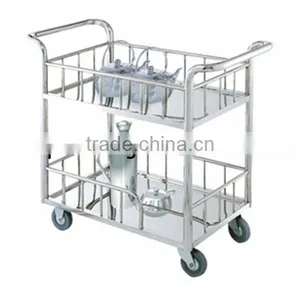 Guangzhou Hotel and Restaurant Supplies Stainless Steel Two Tier Mobile Kitchen Island Breakfast Bar Food Food Trolley C265 thumbnail-1
