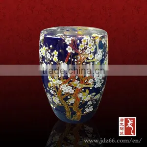 China Supplier Dark Blue Glazed Plum Blossom Ceramic Cheap Used Bar Stools thumbnail-1