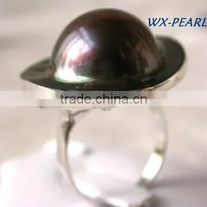New Design Pearl Ring Gray Seawater Pearl thumbnail-1