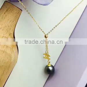 11-12mm Unique Blck Tahitian Pearl Pendant thumbnail-1