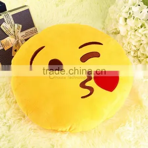 Pretty Soft Cute Emoji Smile Emoticon Pretty Round Cushion Pillow Stuffed Plush Toy thumbnail-4
