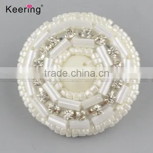 Wholesale Custom White Beaded Rhinestone Buttons for Clothing WBKA-294 thumbnail-1