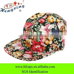 Womens Hawaii Style Causual Hat Wholesale Floral 5 Panel Cap and Hat thumbnail-1