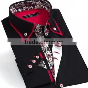 Mens Italian Slim Fit Shirt Contrast Collar Fashion Dress Shirts thumbnail-4