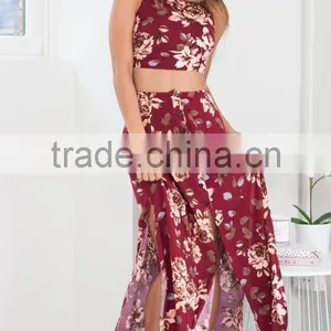 Latest Formal Skirt and Blouse Patterns for Ladies 2017 Summer Beach Fashion Two Piece Sets thumbnail-2