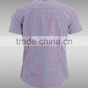 Fashion Short Sleeve Casual Design High Quality 100%Cotton Check Men Shirt thumbnail-2