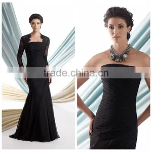 Two Piece Long Sleeve Lace Evening Women Sex Black Party Dress thumbnail-1