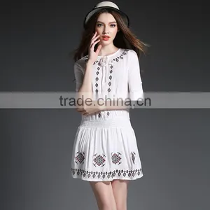 Maxnegio Bohemian Style White Embroidery Mini Dresses for Juniors thumbnail-4