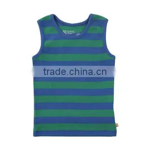Green Linear Design Casual Vest Tops for Kids thumbnail-6