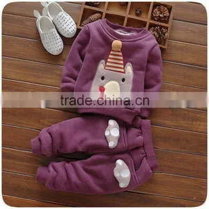 Children Flannel Suits 2016 New Children Winter Leisure Sport Cartoon Down Cashmere Two Piece Sets thumbnail-2