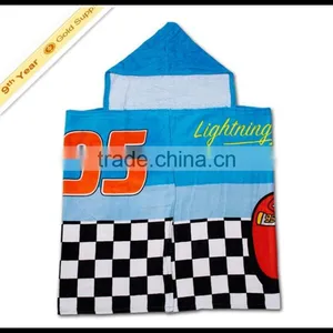Fast Delivery Reactive Printed 100 Cotton Velour Kids Beach Towel Poncho thumbnail-1