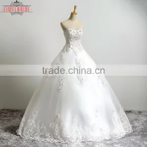 China OEM Supply Long Floor-length Ball Gown Beading Wedding Dress 2017 thumbnail-4