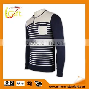 ISO9001/BSCI Manufature Round Neck Striped Acrylic Cardigan Sweaters thumbnail-1