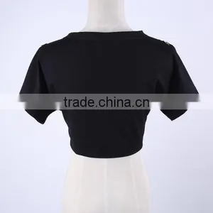 2017 Latest Fashion Top Design Crop Top Short Sleeve Nightclub Top thumbnail-2