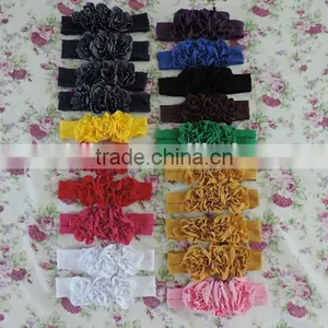 Lovely Baby Girls Hair Accessories Three Flower Elastic Headband Many Solid Colors Choice thumbnail-1