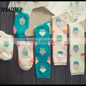 200 Needle Fresh Color Korean Cute Cartoon Ice Cream Women Tube Socks for Young Girl Normal Wearing thumbnail-5