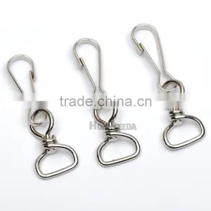 13mm Metal Iron Swivel Clasps Snap Two Hooks Rings Key Hooks DIY Key Chain Ring Nickle Color HK-014 thumbnail-1