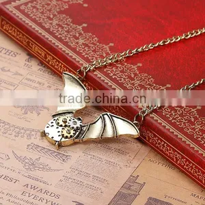 New Fashion Steampunk Necklace Halloween Bat Link Curb Chain Antique Bronze With Gear 63.0cm Long thumbnail-2